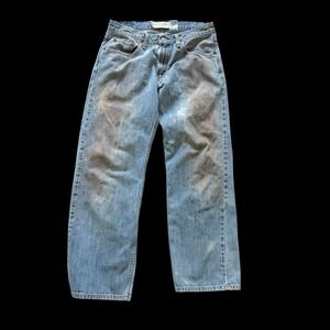 Y2K Levis 529 Low Rise Straight‎ Jeans 32x30 Light Wash Blue Denim Distressed